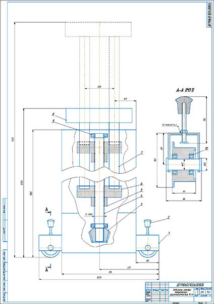 Подъемник электро-механический грузоподъёмностью 10 т. Сборочный чертеж